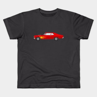 Chevy Nova SS With Flames Kids T-Shirt